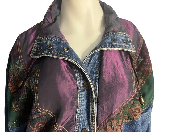 Vintage 80's jean patchwork jacket S currentseen - image 4