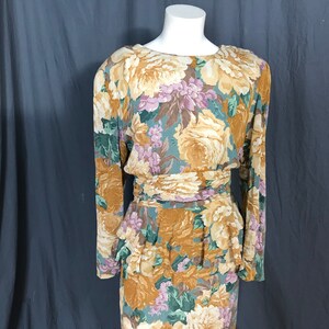 Vintage 80’s Phoebe peplum floral dress 7/8 M