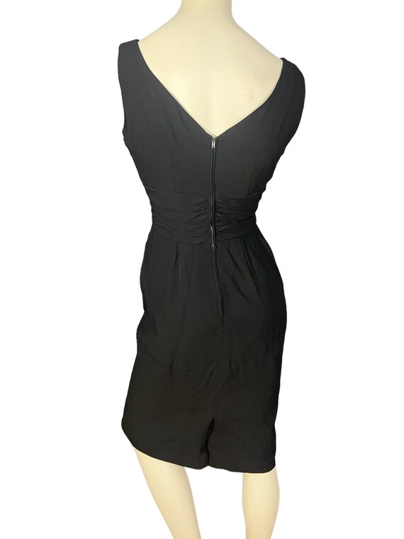Vintage 60's black sheath fitted dress M - image 5