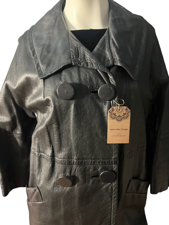 Vintage 50's 60's leather jacket coat - image 2