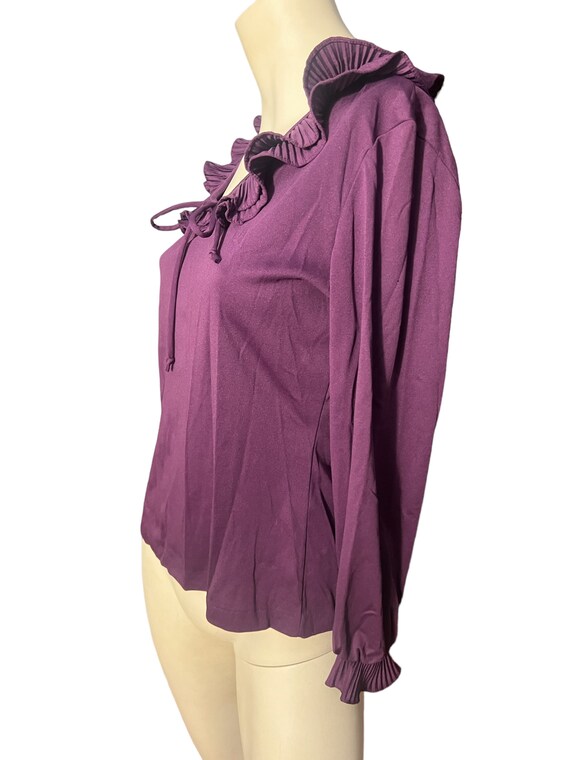 Vintage 70's purple shirt blouse M Rhonda Lee - image 5