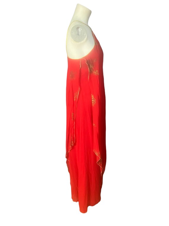 Vintage 70's long red scarf dress M - image 6