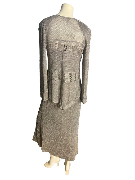 Vintage silver mesh lurex dress & jacket by Damia… - image 5