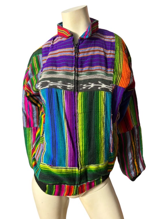 Vintage ethnic patchwork jacket M - image 2