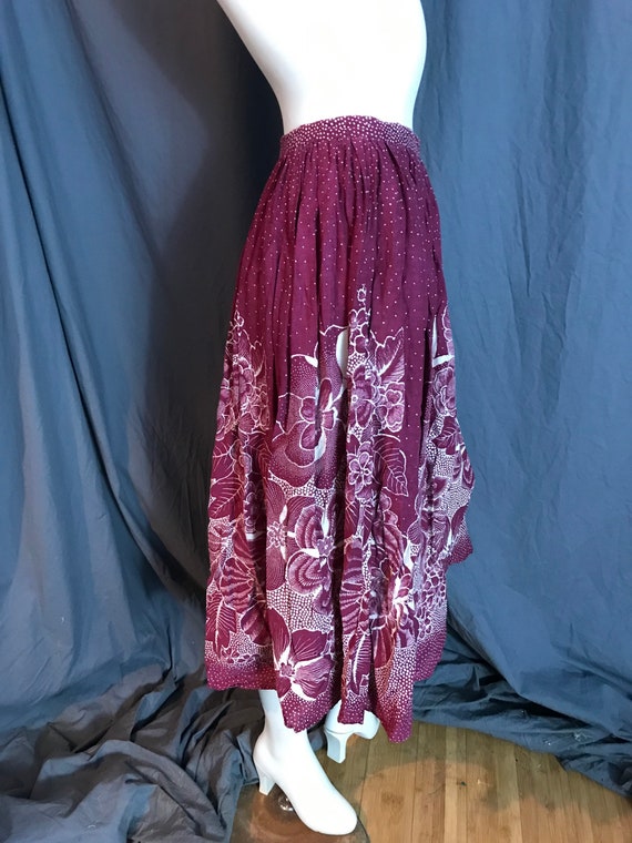 Vintage cotton batik full midi skirt S - image 5