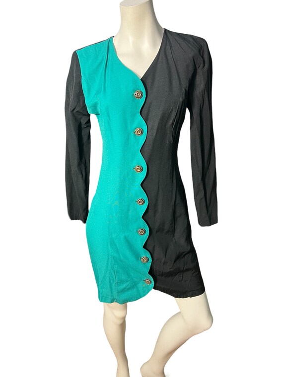 Vintage 80's Color Block Dress 7/8 Green Black - Etsy Israel