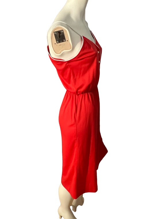 Vintage 70's red jersey sun dress Leisure Living M - image 6