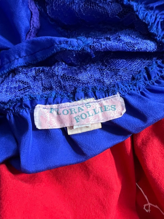 Vintage 80's blue teddy lingerie Flora's Follies S - image 6