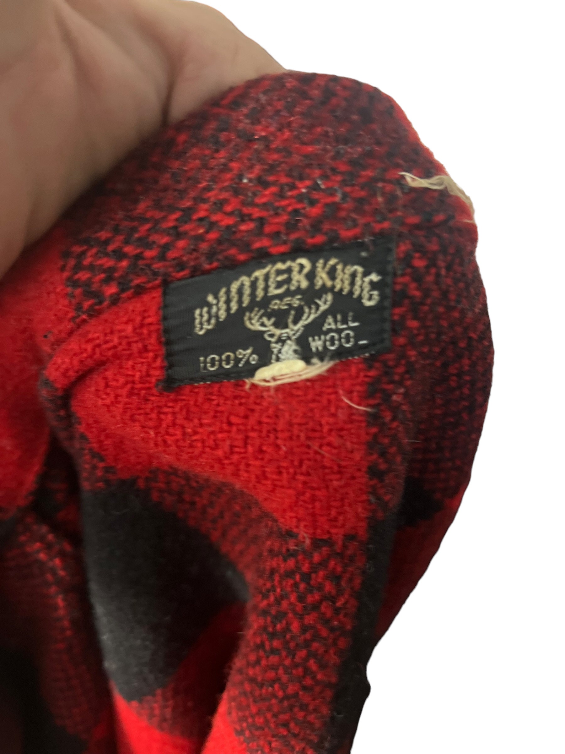 Vintage Red & Black Wool Jacket Winter King L XL - Etsy