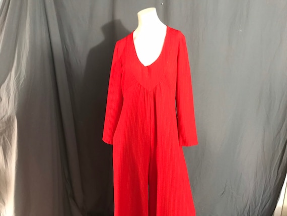 Vintage 1970’s red wide leg jumpsuit volup L - image 1