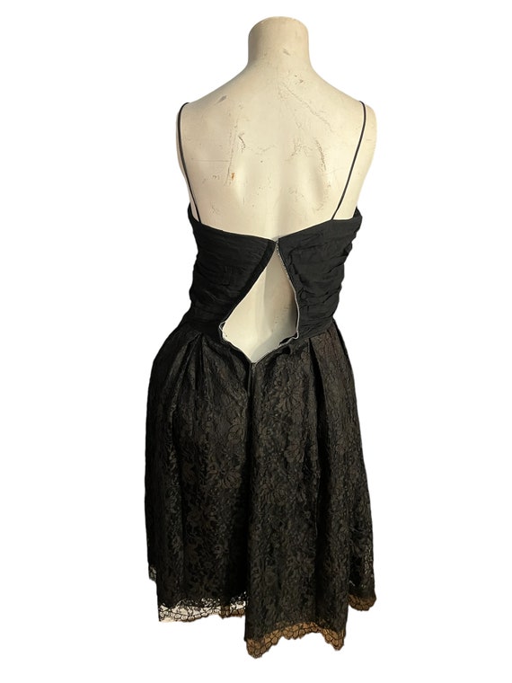Vintage 50's black lace party dress Howard W - image 5