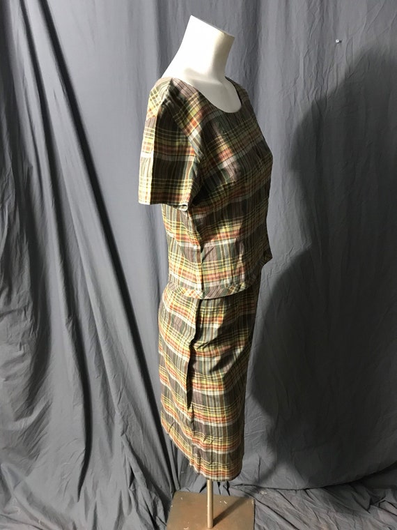 Vintage 1950’s plaid skirt and top S - image 5