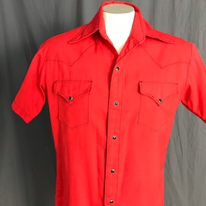 Vintage red and black 1970s cowboy western shirt M image 1