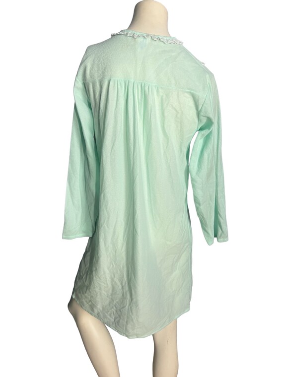 Vintage 80's Katz green flannel nightgown S - image 5