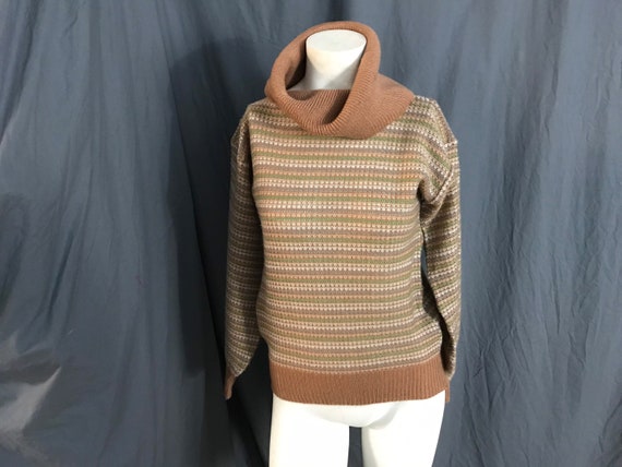 Abbigliamento Abbigliamento genere neutro per adulti Maglioni Vintage 1970s Striped Ruffle Collar Long Cuff Turtleneck Sweater 