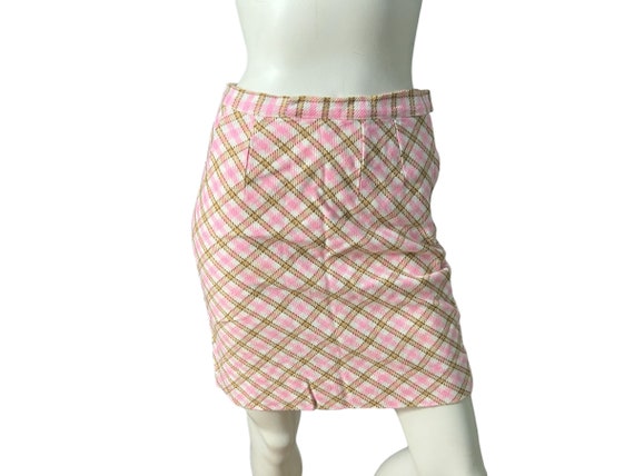 Vintage 60's mini wool plaid skirt S - image 1