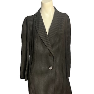 Vintage 40's 50's Long Rayon Jacket L Black Pinstripe - Etsy