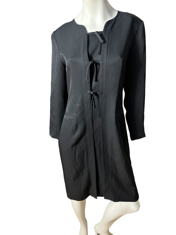 Vintage 80's black rayon dress 8 Julian Taylor - image 2