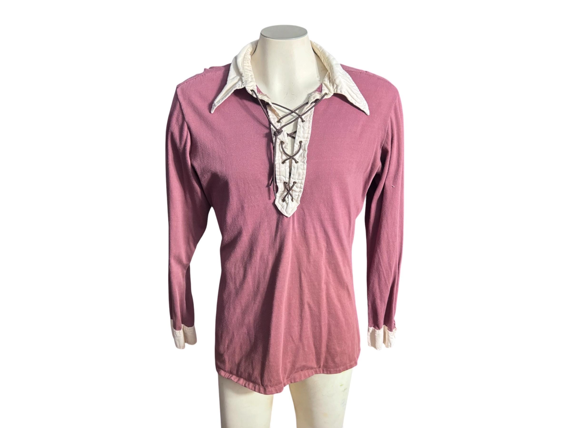 【60~70‘s】Vintage lace up shirt 70s Lace Men Shirt - Etsy