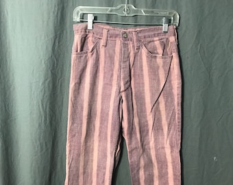 Vintage high waist purple striped bell bottom jeans 5 M