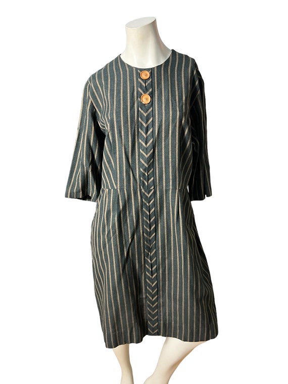 Vintage 60's volup brown stripe dress Martha Mann… - image 2