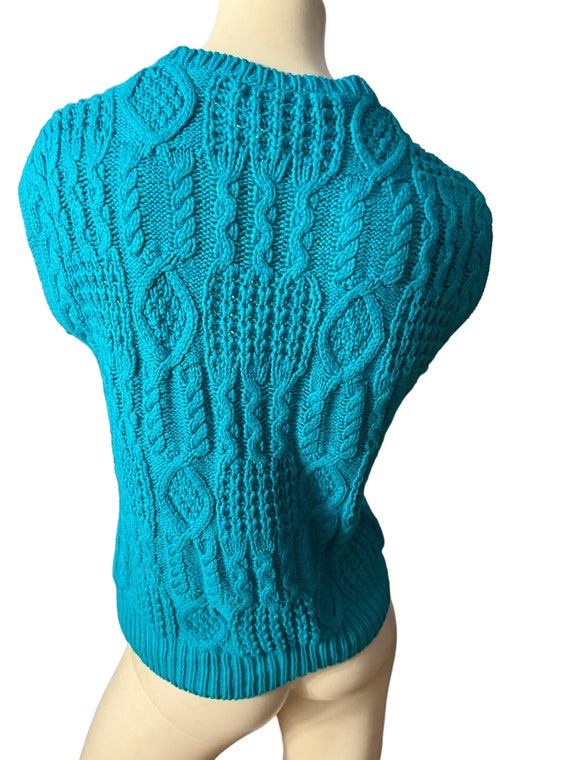 Vintage 80's turquoise sweater top S Stevemor - image 4