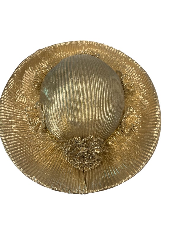 Vintage 80's gold metallic hat - image 7