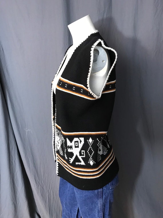 Vintage 1970’s tribal sweater vest L - image 3