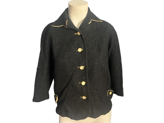 Vintage 1950's Short Black Fleck Wool Jacket S M - Etsy Vintage 1950's Short Black Fleck Wool Jacket S M - Etsy