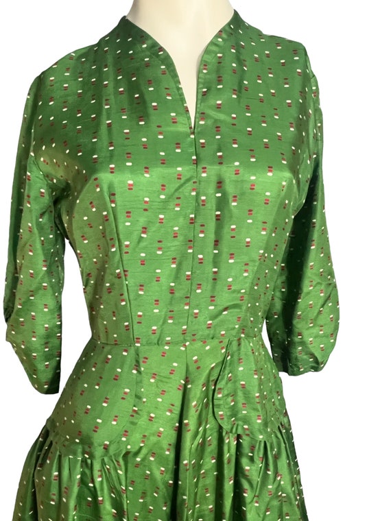 Vintage green 40's 50's dress M - image 3