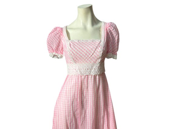 Vintage 70's Pink Check Maxi Dress Deadstock - Etsy Vintage 70's Pink Check Maxi Dress Deadstock - Etsy