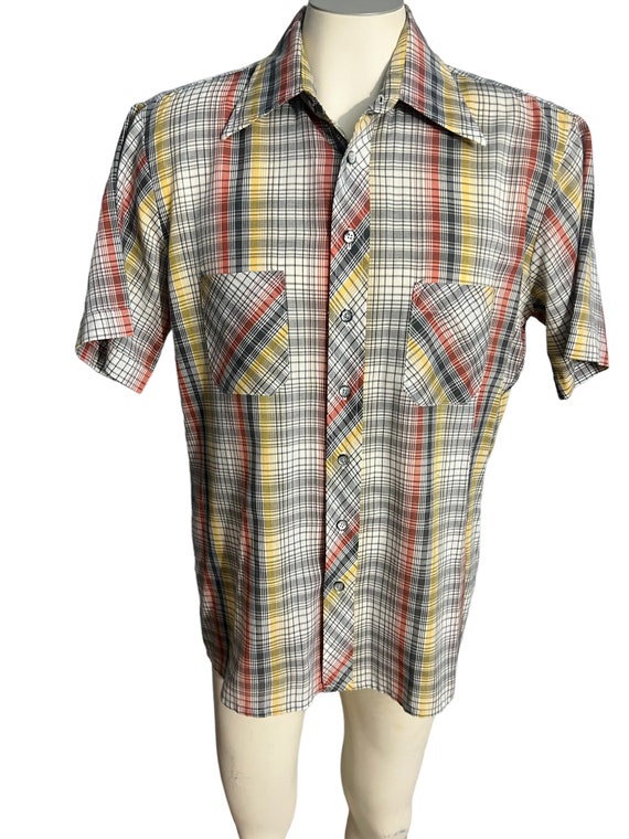 Vintage 70's plaid Arrow button up shirt L - image 2