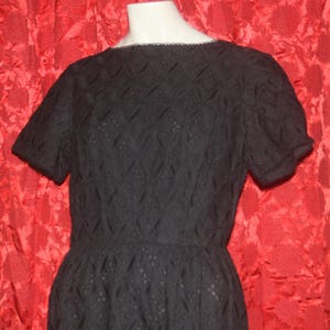 vintage 1950&#39;s Form fit Black Eyelet Dress M