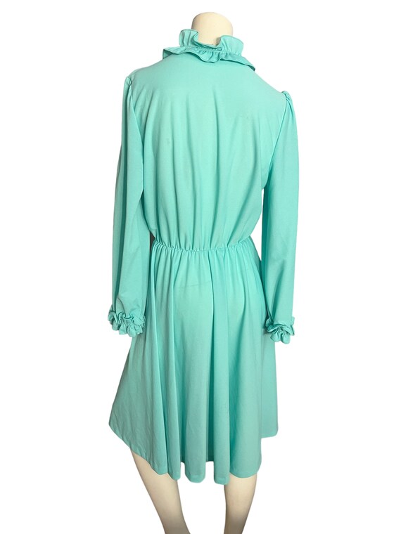 Vintage 70's turquoise dress 12 M L Anthony Richa… - image 5