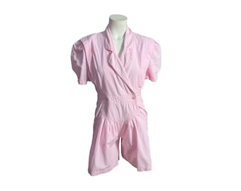 vintage 80's pink romper M Please Thank You