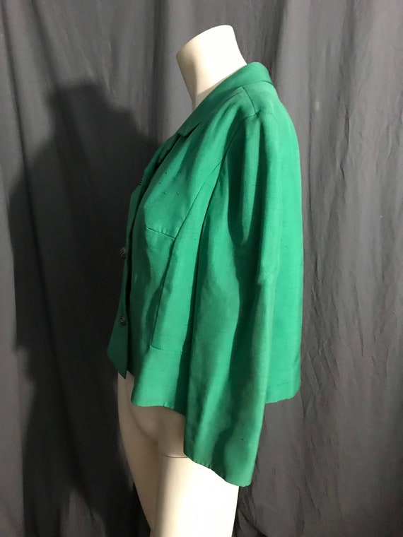 Vintage Kelly green 50's short dress jacket L - image 3