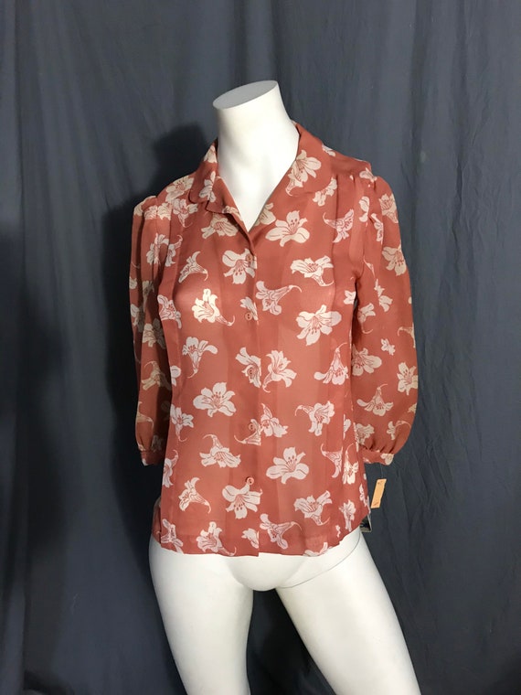 Vintage 70’s Deadstock College Town sheer shirt b… - image 2