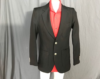 Vintage 1970’s Angel’s Flight black sports suit belted back jacket 40