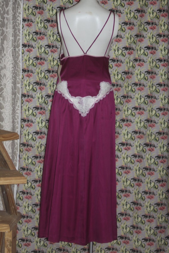 Vintage Intime 1970's Lace Maroon Nightgown Deads… - image 4