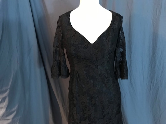 Vintage 1960’s Dress by Wendy black lace fitted d… - image 1