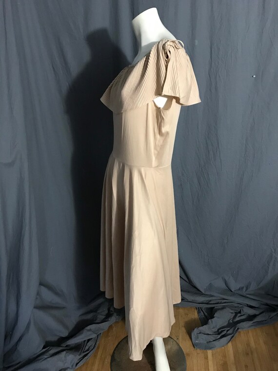 Vintage tan 1970’s polyester dress L - image 3