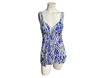 Vintage 70's blue & white bathing suit M L