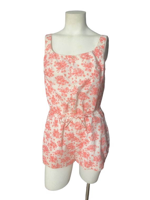 Vintage 60's cotton playsuit bathing suit M L - image 2