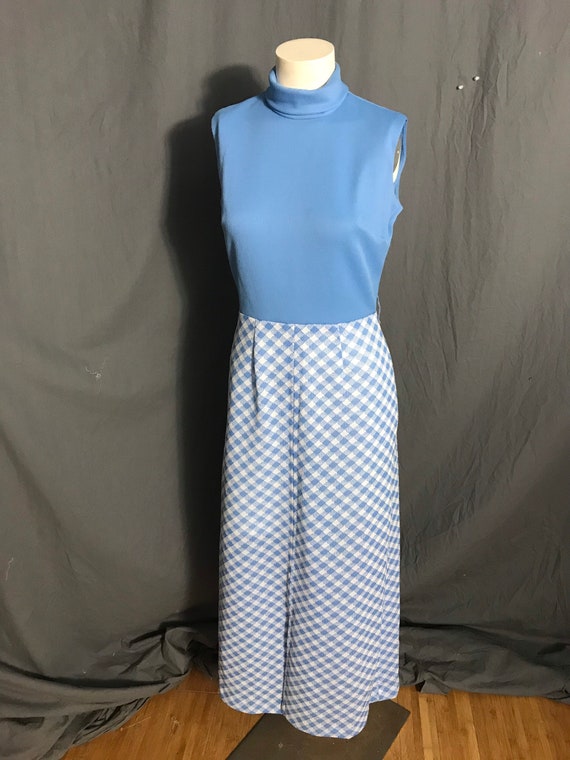 Vintage 1970’s long blue check dress with jacket M - image 7