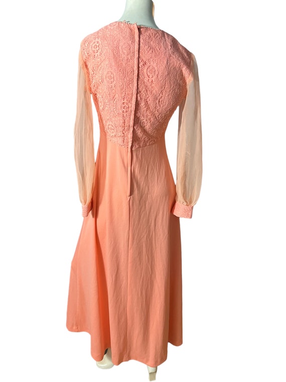 Vintage 70's peach maxi dress M - image 5