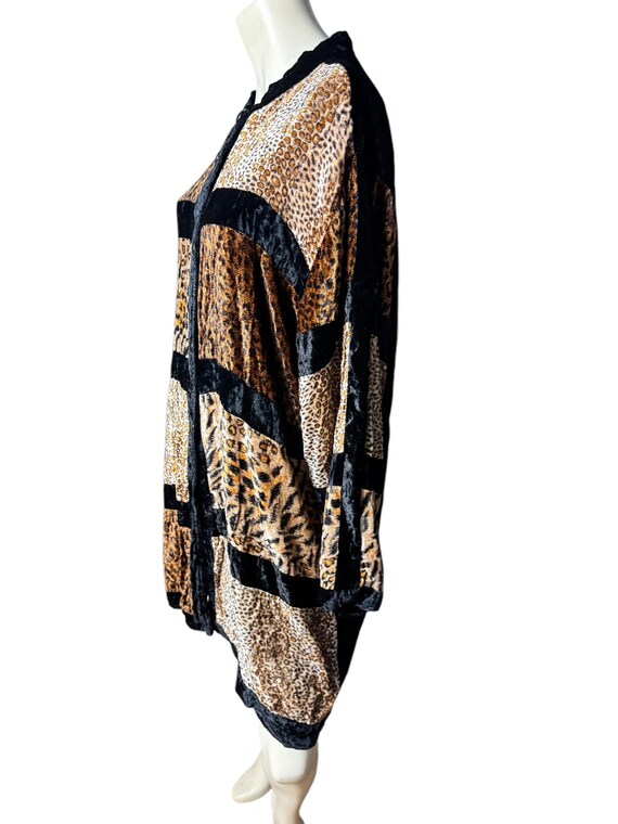 Vintage 80's leopard patchwork blazer jacket XL - image 7