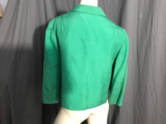 Vintage Kelly green 50's short dress jacket L - image 4