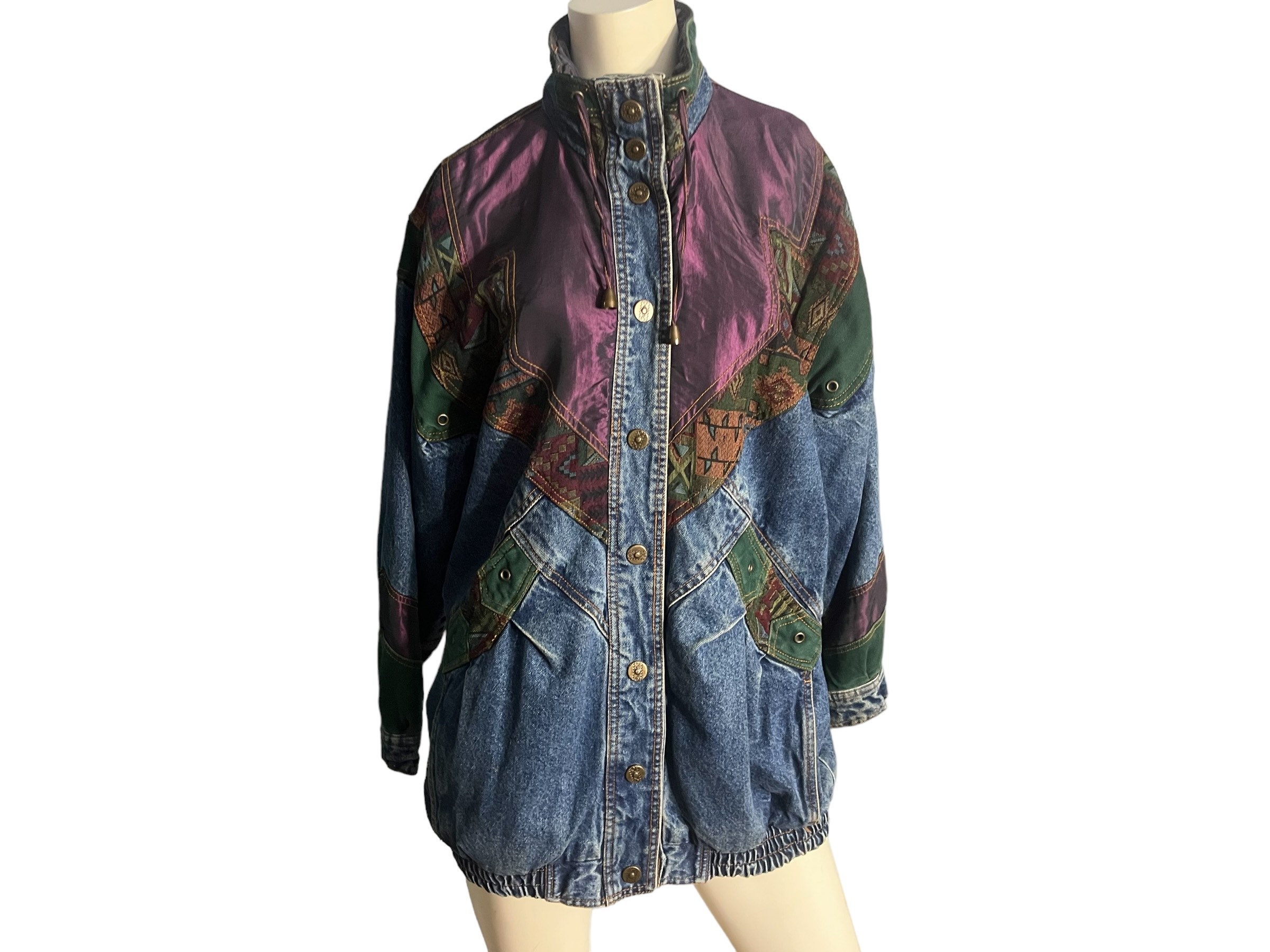Vintage 80's Jean Patchwork Jacket S Currentseen - Etsy
