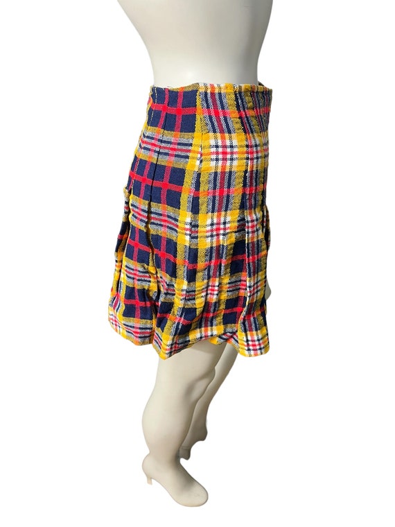 Vintage 60's plaid mini skirt S handmade - image 3