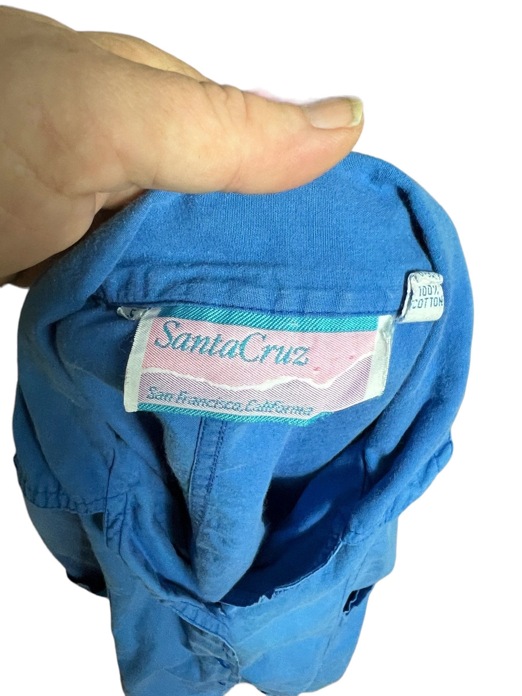 Vintage 80's Blue Santa Cruz Top S - Etsy